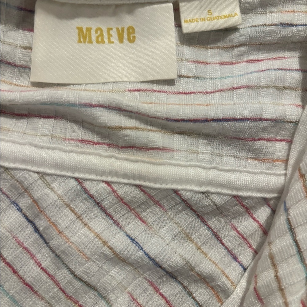 Maeve from Anthropologie White and Rainbow Striped Shirt Size Small. - Picture 5 of 7